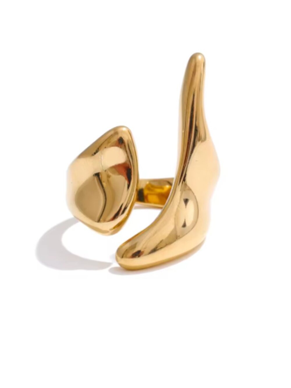 Gold Ring, Statement Ring, Modern Jewelry, Stainless Steel Adjustable Ring